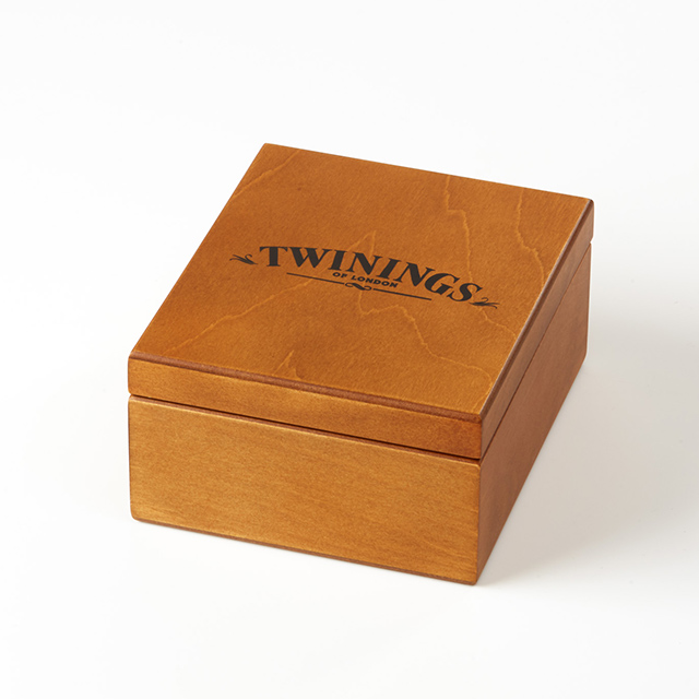 ロゴ入り 木製ティー ボックス（茶・4マス）