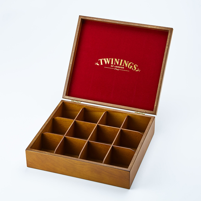 ロゴ入り 木製ティー ボックス（茶・12マス）